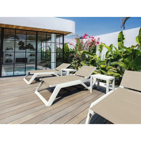 Rio/ST* Sun-Lounger White-Taupe