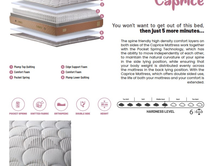 Caprice 140x200cm*, Mattress 26cm